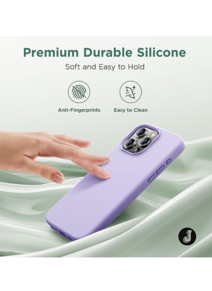 JAJEEK "Premium Soft Liquid Silicone Case for iPhone 16 Pro – Silky Soft Touch Full-Body Protective Bumper (Light Purple)" - Image 4