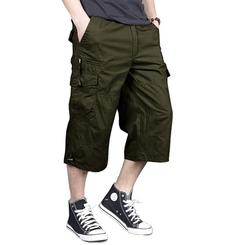 summer men's workwear shorts loose plus size cotton cropped pants multi-pocket casual pants - Image 5