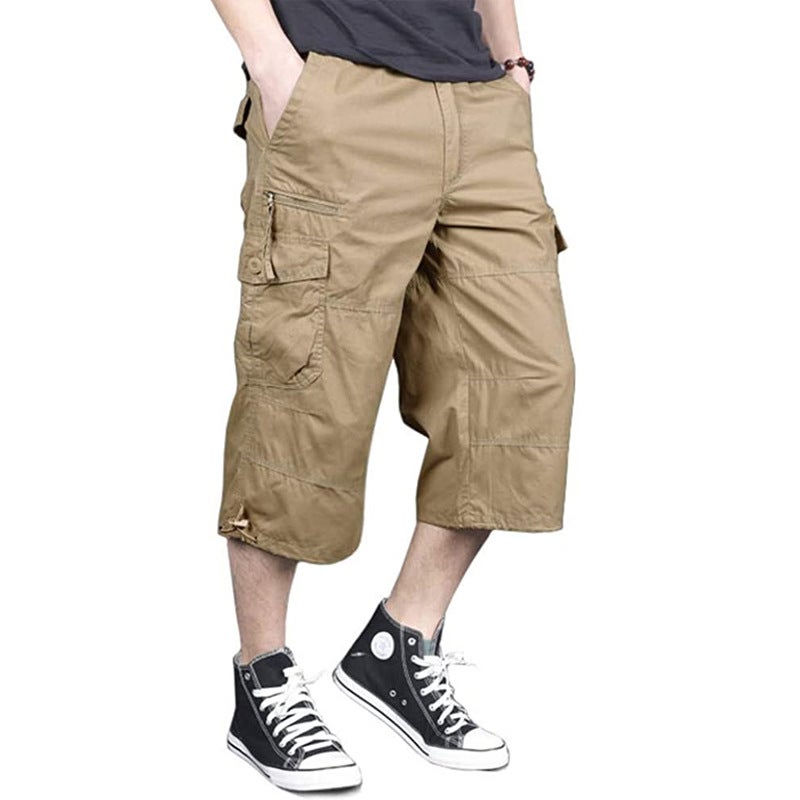 summer men's workwear shorts loose plus size cotton cropped pants multi-pocket casual pants - Image 4