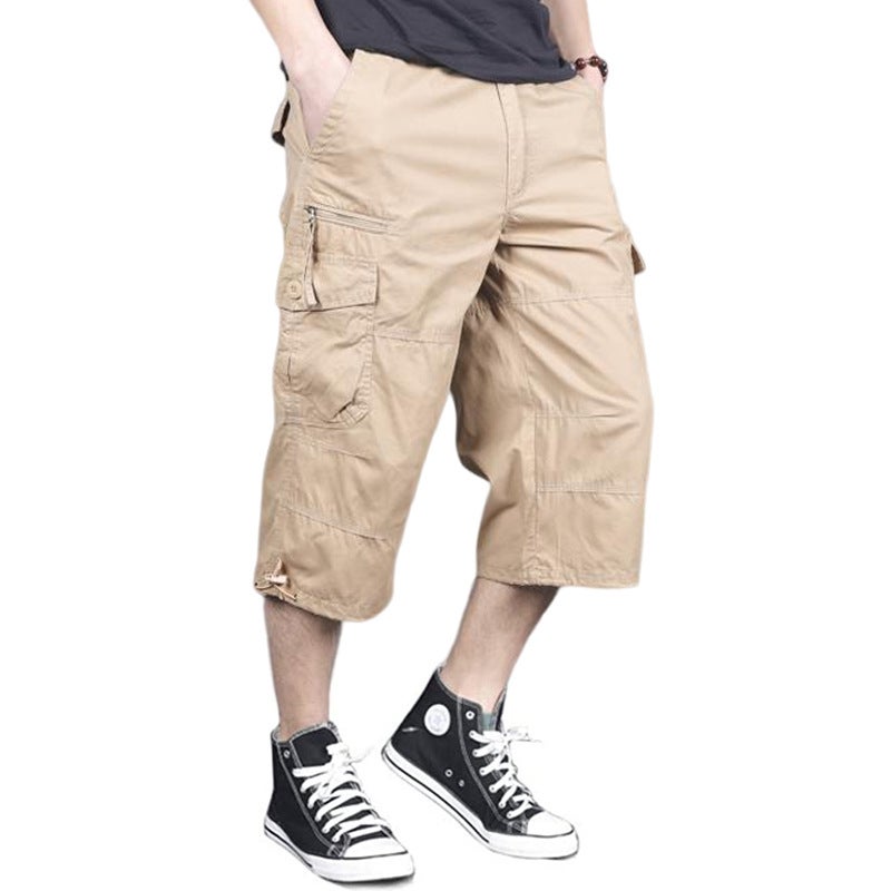summer men's workwear shorts loose plus size cotton cropped pants multi-pocket casual pants - Image 2