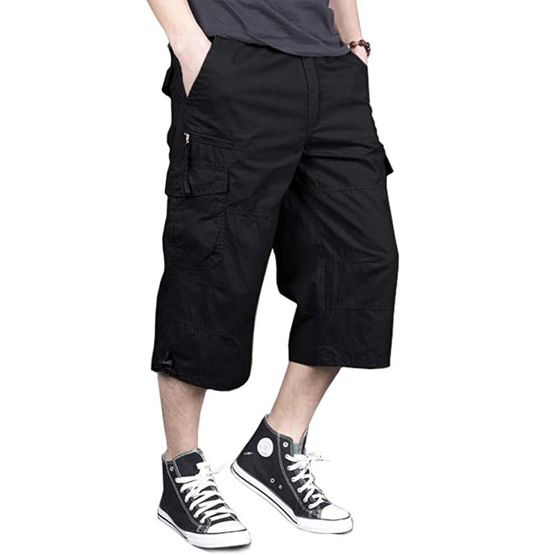 summer men's workwear shorts loose plus size cotton cropped pants multi-pocket casual pants - Image 3