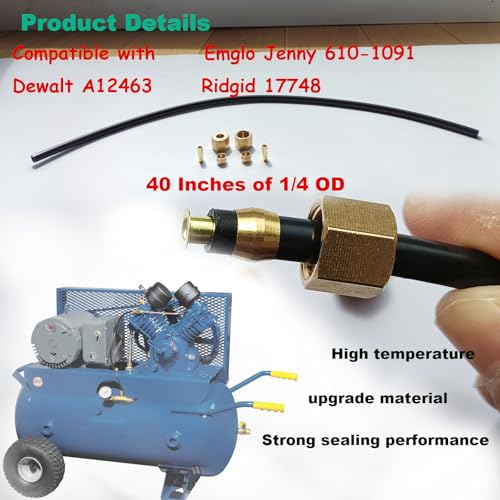 XXHCML 40 Inches Kit Unloader Hose of 14 OD Tubing Fit for Emglo Jenny 6101091 Dewalt A12463 Ridgid 17748 - Image 3