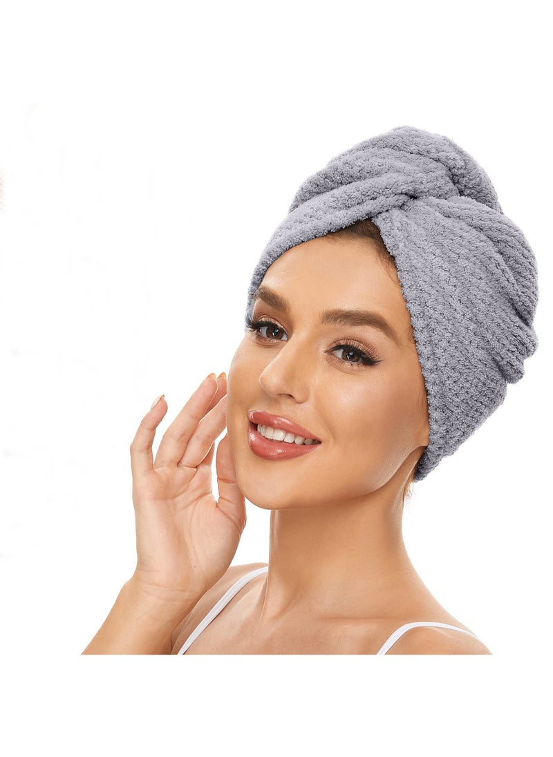 Arabest 1 x 5 pcs Coral Fleece Pineapple Grid Hair Drying Cap Gray transparent Buckle (opp bag) 