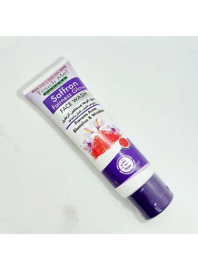 Saffron Fairness Glow Face Wash Foam Prevent Acne Blemishes Wrinkels 100ML