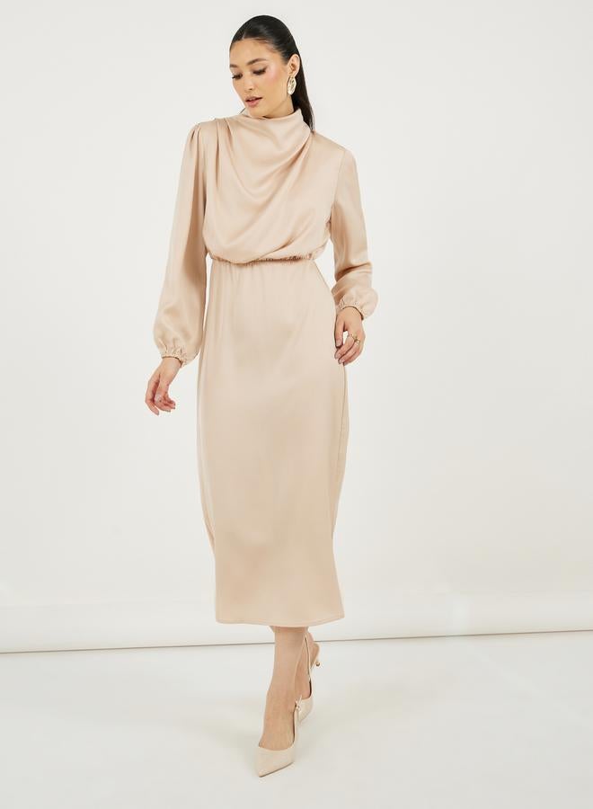 Styli Satin Cowl Neck Dress  - Image 4