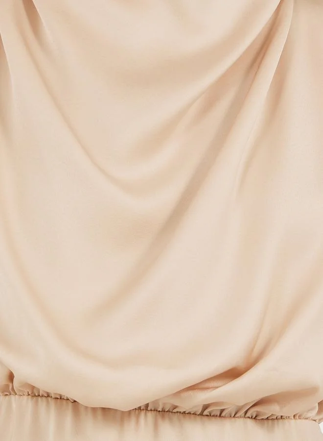 Styli Satin Cowl Neck Dress