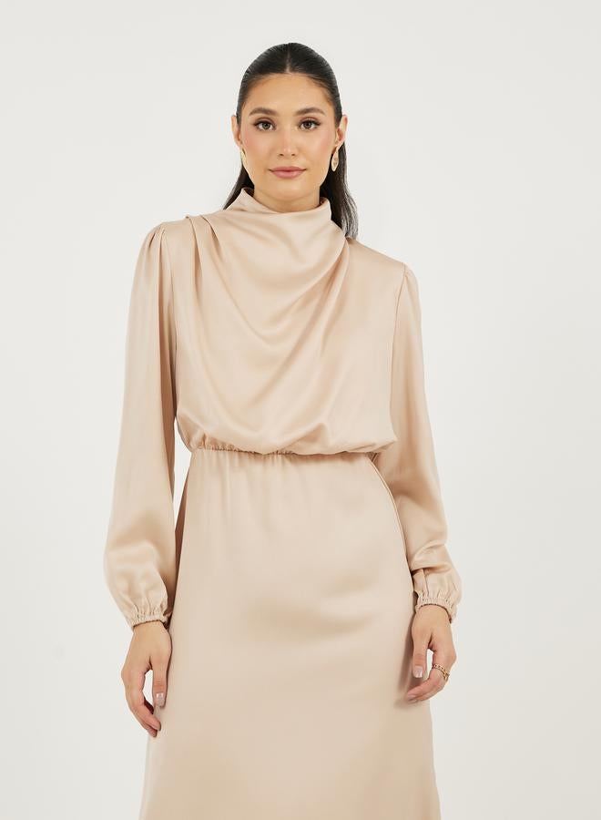 Styli Satin Cowl Neck Dress  - Image 2