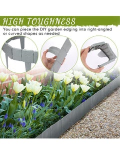 Generic Garden Edging Border, 25 Pcs Garden Landscape Edging Borders, Plastic Garden Fence Edging, Interlocking Landscaping Edging, Imitation Stone Effect Grey Fence, for DIY Outdoor Patio Balcony Yard  - Image 4