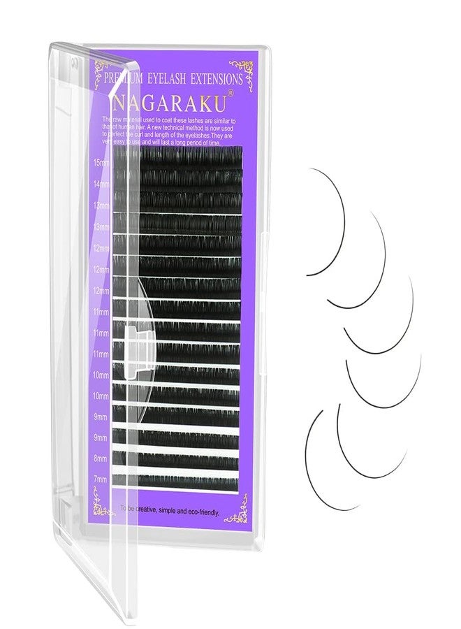 NAGARAKU Classic Individual Lashes Eyelash Extensions Matte Black Soft Natural Professional 16 Rows Salon Supplies With Thickness 0.20mm Length 11mm (Curl C) - Image 1