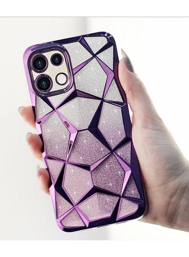 Compatible with Oppo Reno 13 5G Case Plating Bling Gradient Glitter Clear Cover Soft TPU Silicone Cute Camera Protection Shockproof Back for Women Girls Case - Purple