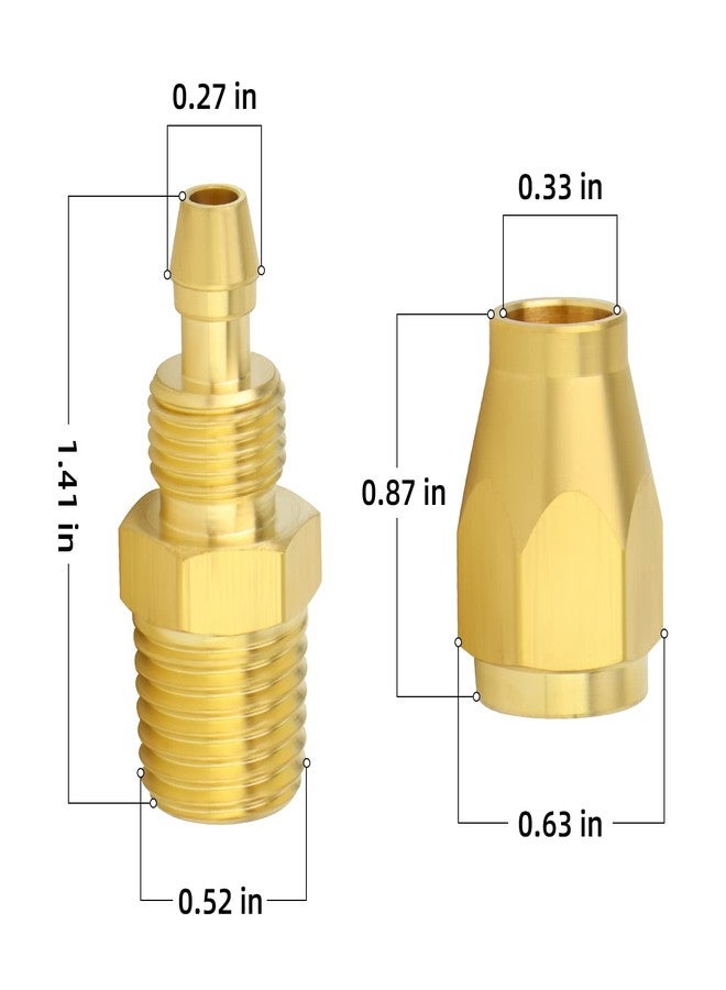 ChillWaves Brass Pneumatics Reusable Replacement Fitting，Hose-End Repair Fitting 1/4" ID Hose（1/4" Barb）x 1/4" NPT Rigid(10-PACK) - Image 2