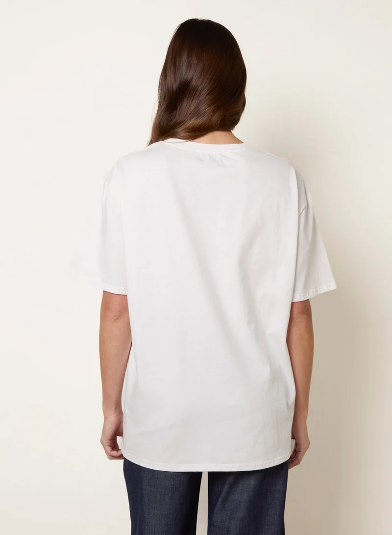 Blue Vanilla Graphic Print Crew-Neck T-shirt