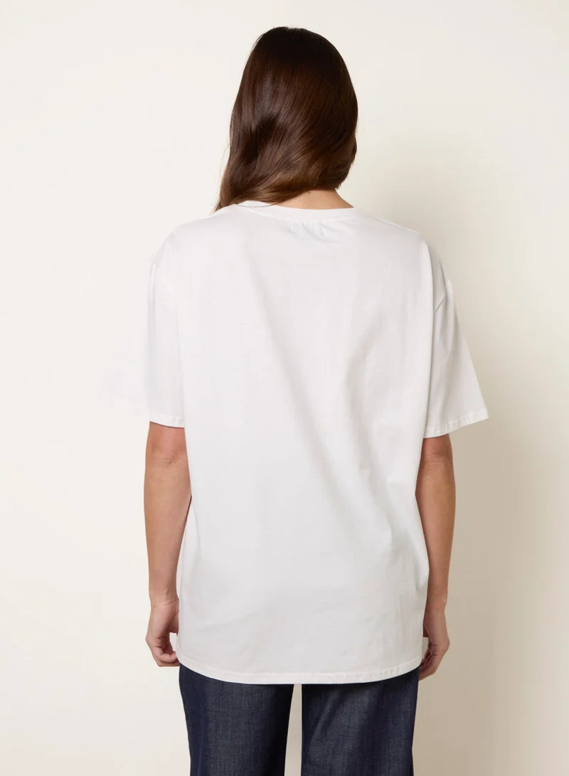 Blue Vanilla Graphic Print Crew-Neck T-shirt