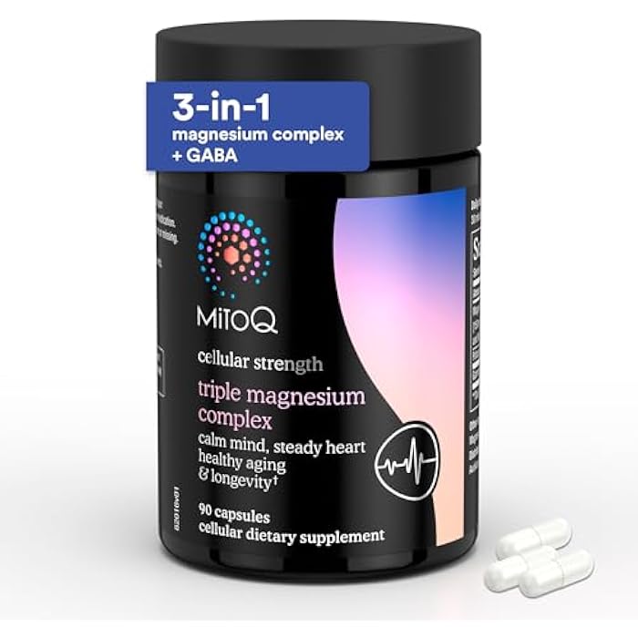 MitoQ Triple Magnesium Complex | Magnesium Glycinate, Taurinate, Oxide with GABA for Heart Health, Stress Management, & Deeper Sleep | High Absorption | 90 Capsules - Image 1
