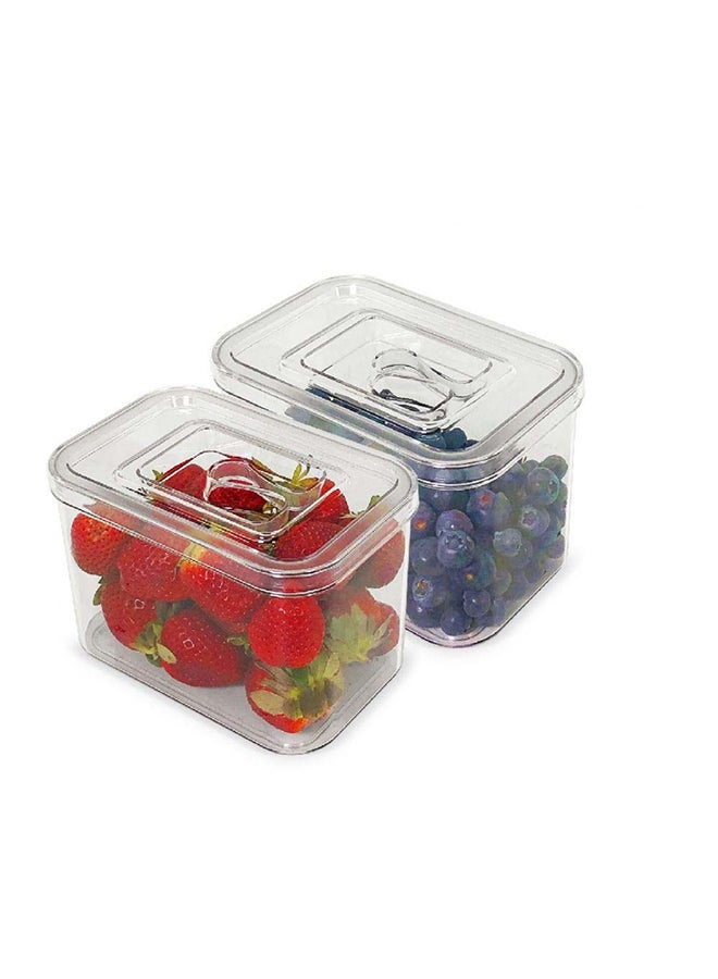 DANUBE HOME Proo Covered Fridge Storage Polyethylene Terephthalate Re-Usable Food Storage Containers Stackable Kitchen Organizer Boxes For Kitchen & Dining Room L14.5Xw9.5Xh9.8Cm Clear - Image 1