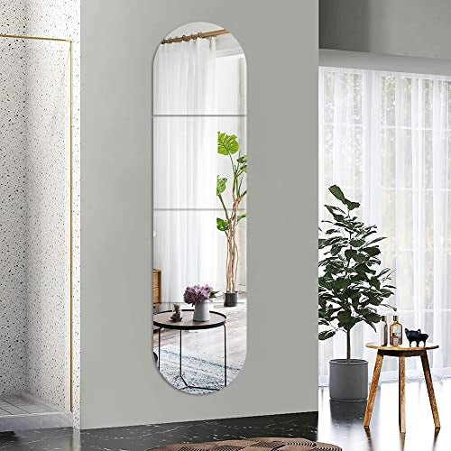 Lokiiz Full Body Length Mirrors for Walls, 12x12" 4pcs Acrylic Plexiglass Mirror Wall-Mounted Stick On Frameless Square Makeup Large Long Mirror Home Workout Gym Hallway Mirror Dorm Floor Tile Self Adhesive - Image 1