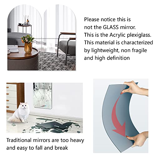 Lokiiz Full Body Length Mirrors for Walls, 12x12" 4pcs Acrylic Plexiglass Mirror Wall-Mounted Stick On Frameless Square Makeup Large Long Mirror Home Workout Gym Hallway Mirror Dorm Floor Tile Self Adhesive - Image 4