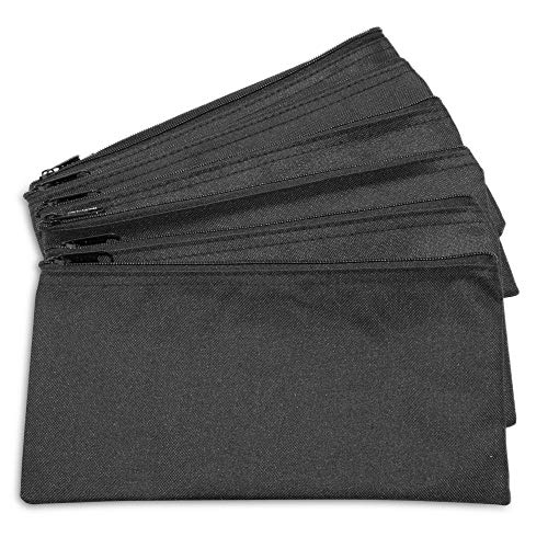 DALIX Zipper Bank Deposit Money Bags Cash Coin Pouch 6 Pack in Black - Image 1