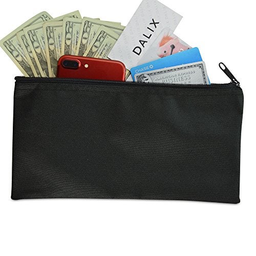 DALIX Zipper Bank Deposit Money Bags Cash Coin Pouch 6 Pack in Black - Image 3