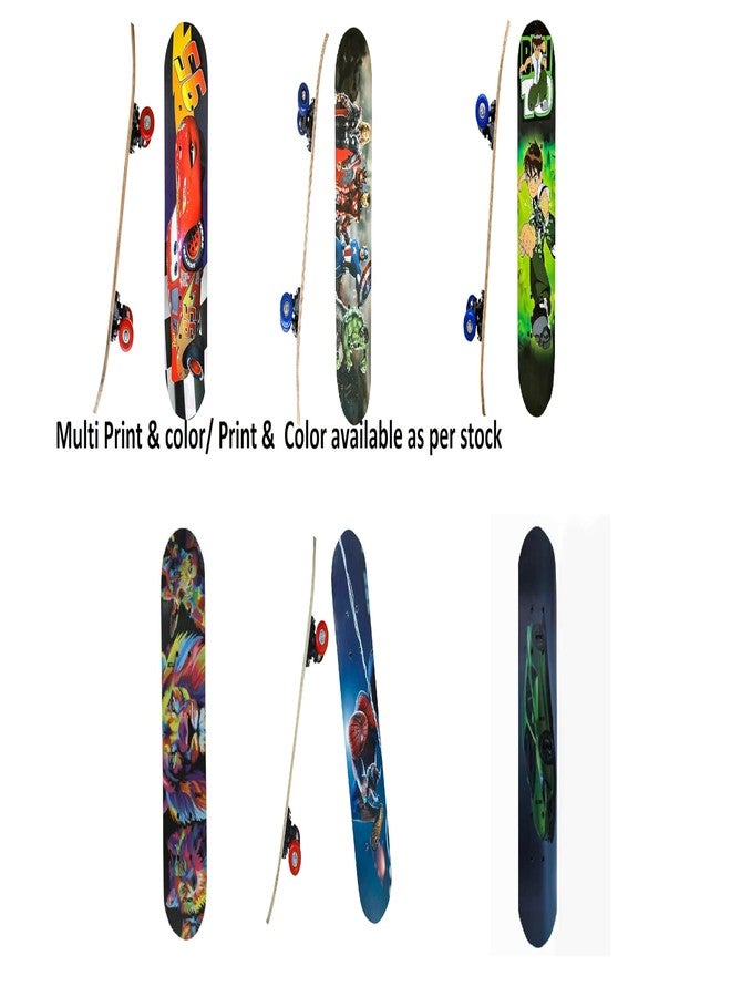 Hemtik Skateboard Complete Skateboard, Double Kick Concave Skate Board Plywood Deck Standard Skateboards for Adult (Multi Color& Print)(Print/Model's Color Available as per Stock) - Image 2