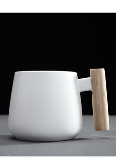 Aideli Ceramic coffee mug with wooden lid, gift mug White  - Image 5