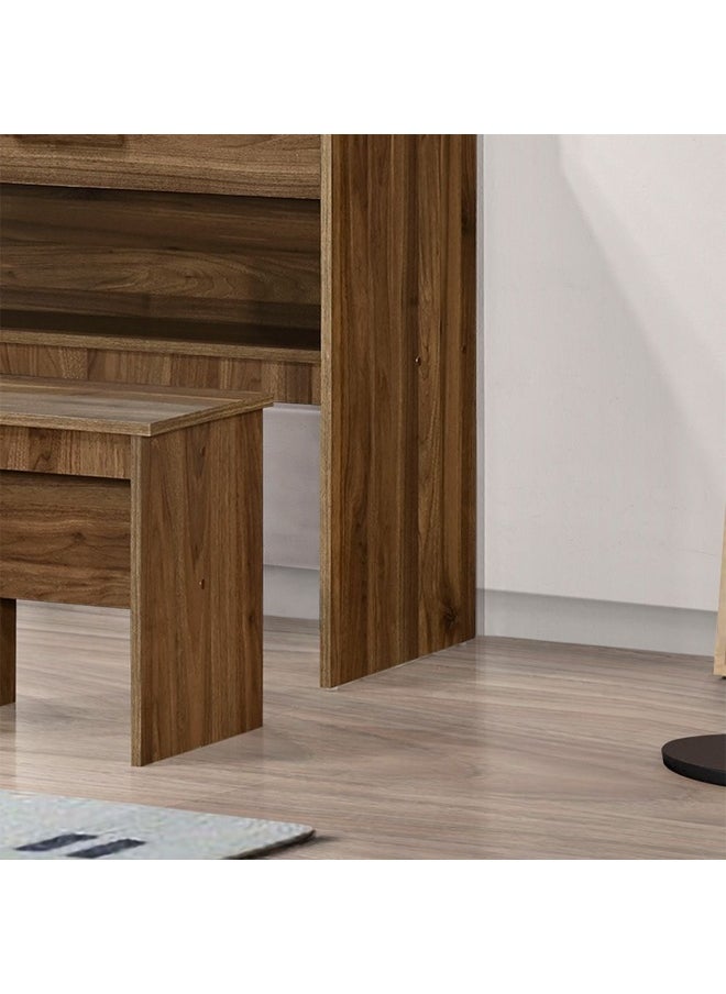 DANUBE HOME Supreme 1-Drawer Tall Dressing Table with Stool – Modern Vanity Set for Bedroom, Living Room, Makeup Desk, Storage & Organization – Elegant Home Furniture - Light Walnut  - Image 4