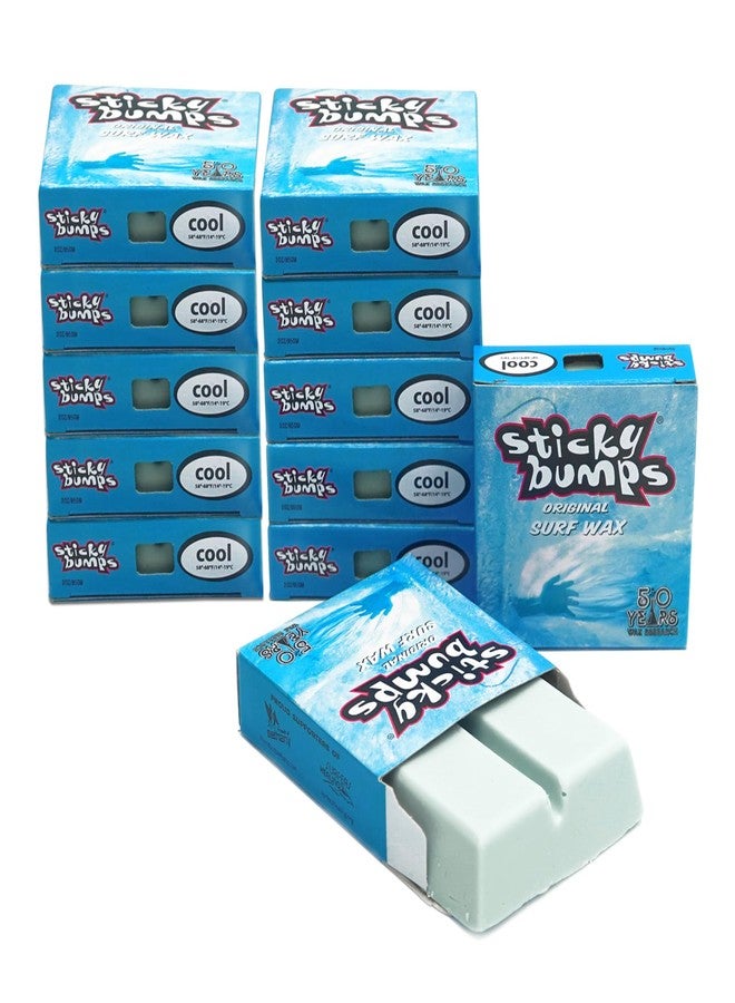 Sticky Bumps Original surf wax cool - 12 Pack | Long-Lasting Surfboard Wax | Great Bump Building for Surfing | Non-Toxic, Nature-Safe | For cool water surf wax Temps 58°-68°F / 14°-19°C. and Below