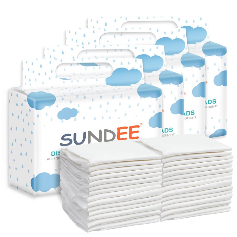 Sundee Baby Disposable Changing Pad, 100 Pack Soft Non-Woven Fabric Breathable Waterproof Underpads, Portable Leak-Proof Mattress Protector, Incontinence Bed Pads - Image 1
