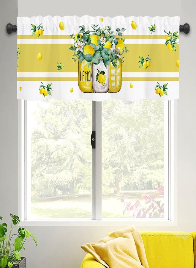 Finphoon Summer Lemon Curtains Valance for Windows, Lemons Semi Sheer Curtain Valances, Fruit Yellow kitchen Window Curtains Over Sink Light Filtering for Kitchen Farmhouse Living Room Bathroom 54"x18" - Image 4