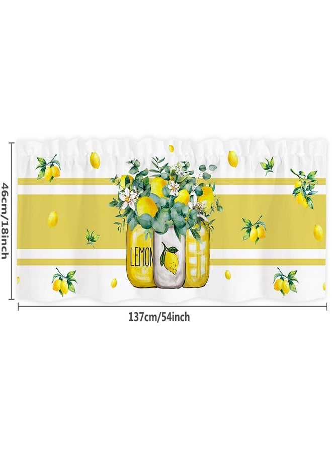 Finphoon Summer Lemon Curtains Valance for Windows, Lemons Semi Sheer Curtain Valances, Fruit Yellow kitchen Window Curtains Over Sink Light Filtering for Kitchen Farmhouse Living Room Bathroom 54"x18" - Image 2