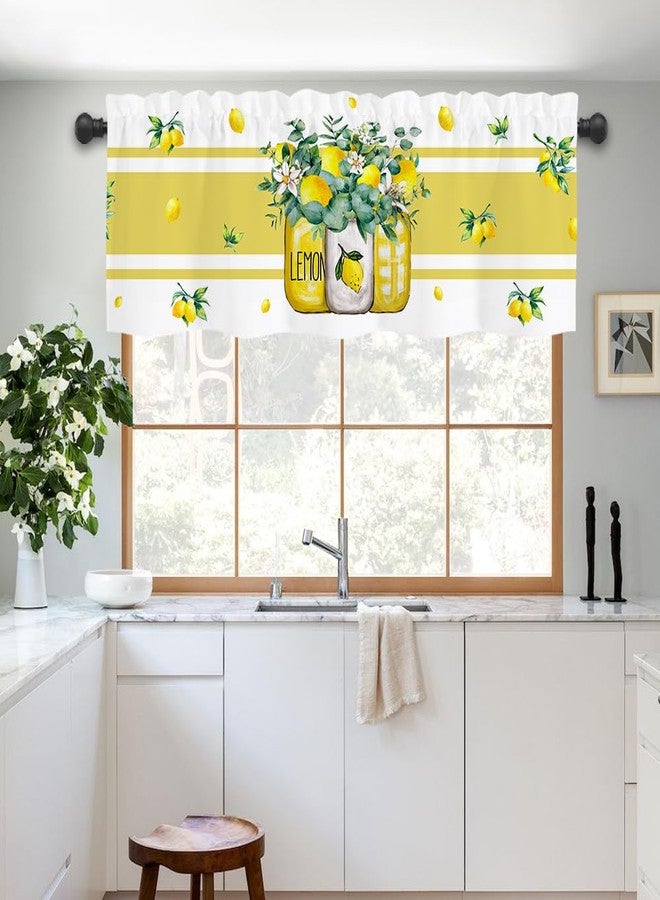 Finphoon Summer Lemon Curtains Valance for Windows, Lemons Semi Sheer Curtain Valances, Fruit Yellow kitchen Window Curtains Over Sink Light Filtering for Kitchen Farmhouse Living Room Bathroom 54"x18" - Image 5