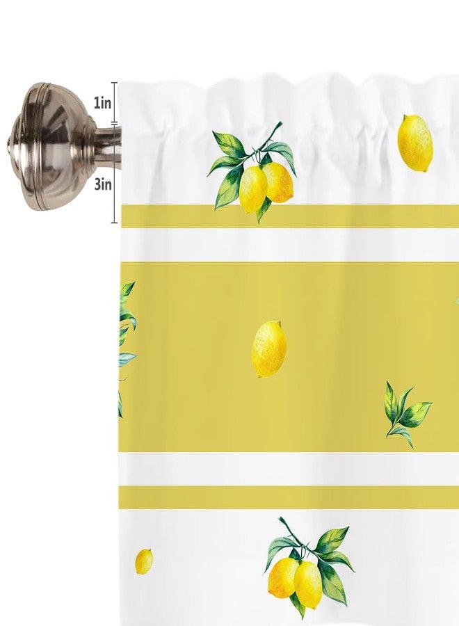 Finphoon Summer Lemon Curtains Valance for Windows, Lemons Semi Sheer Curtain Valances, Fruit Yellow kitchen Window Curtains Over Sink Light Filtering for Kitchen Farmhouse Living Room Bathroom 54"x18" - Image 3
