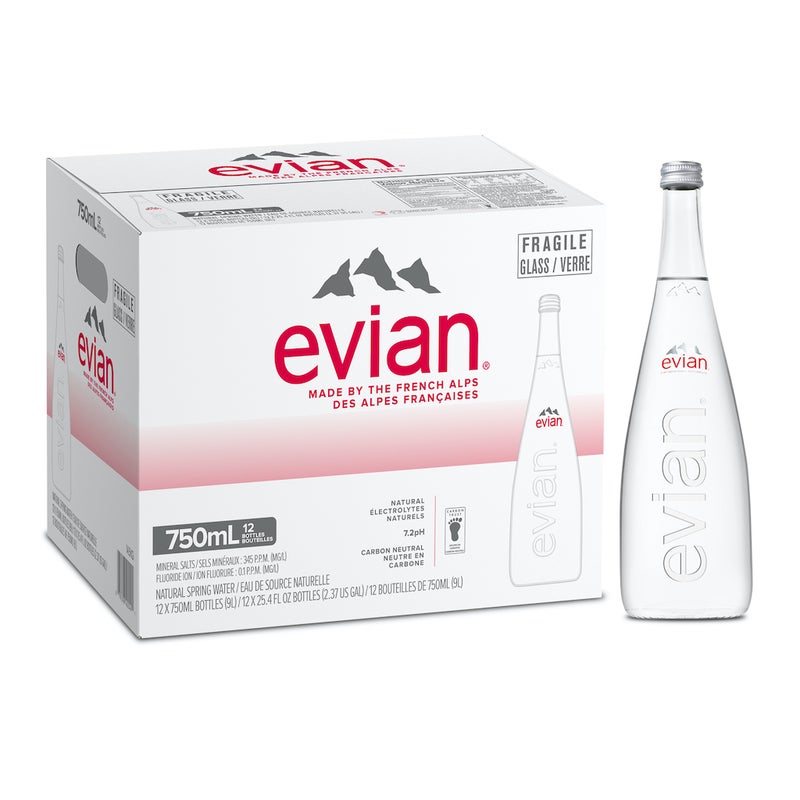 Evian Natural Mineral Water Glass 750 ml x 12 - Image 1