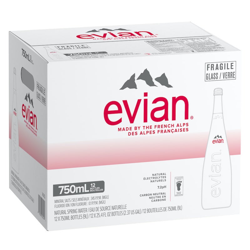 Evian Natural Mineral Water Glass 750 ml x 12 - Image 2
