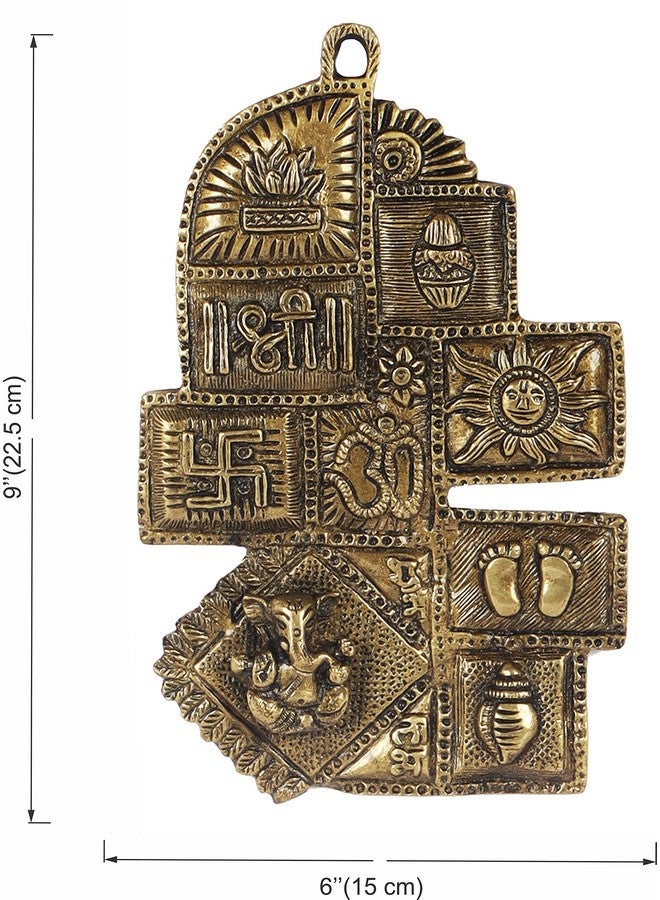 Two Moustaches Brass Ethnic Decor Om Kalash Swastika Ganesha Wall Hanging - Image 4