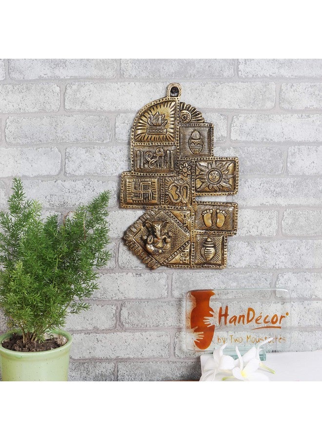 Two Moustaches Brass Ethnic Decor Om Kalash Swastika Ganesha Wall Hanging - Image 5