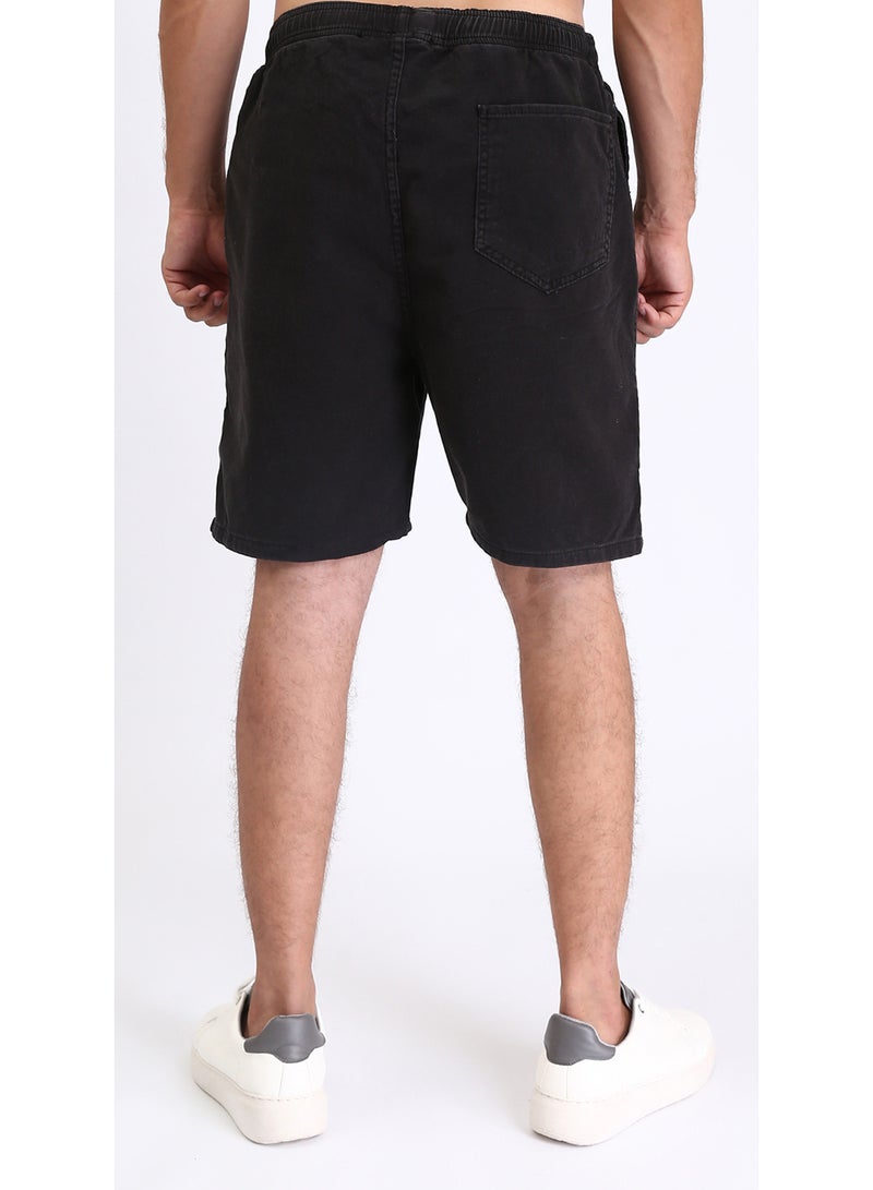 Ravin Men's Black Solid Slip-On Casual Shorts - Relaxed Fit Elastic Waist Short - Image 2