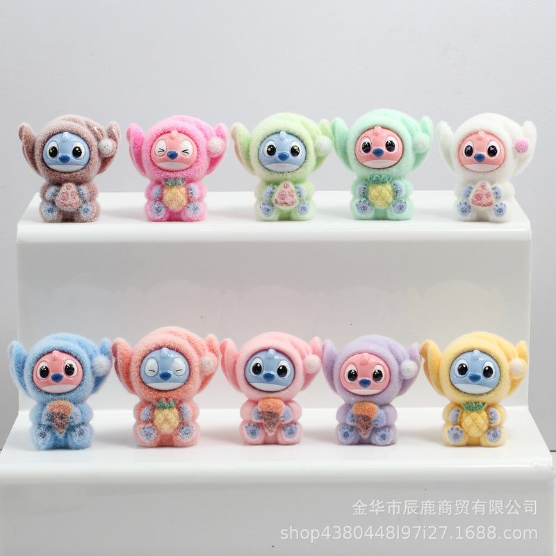 Cute Flocked Labubu Miniature Figure Toy for Children - Image 4