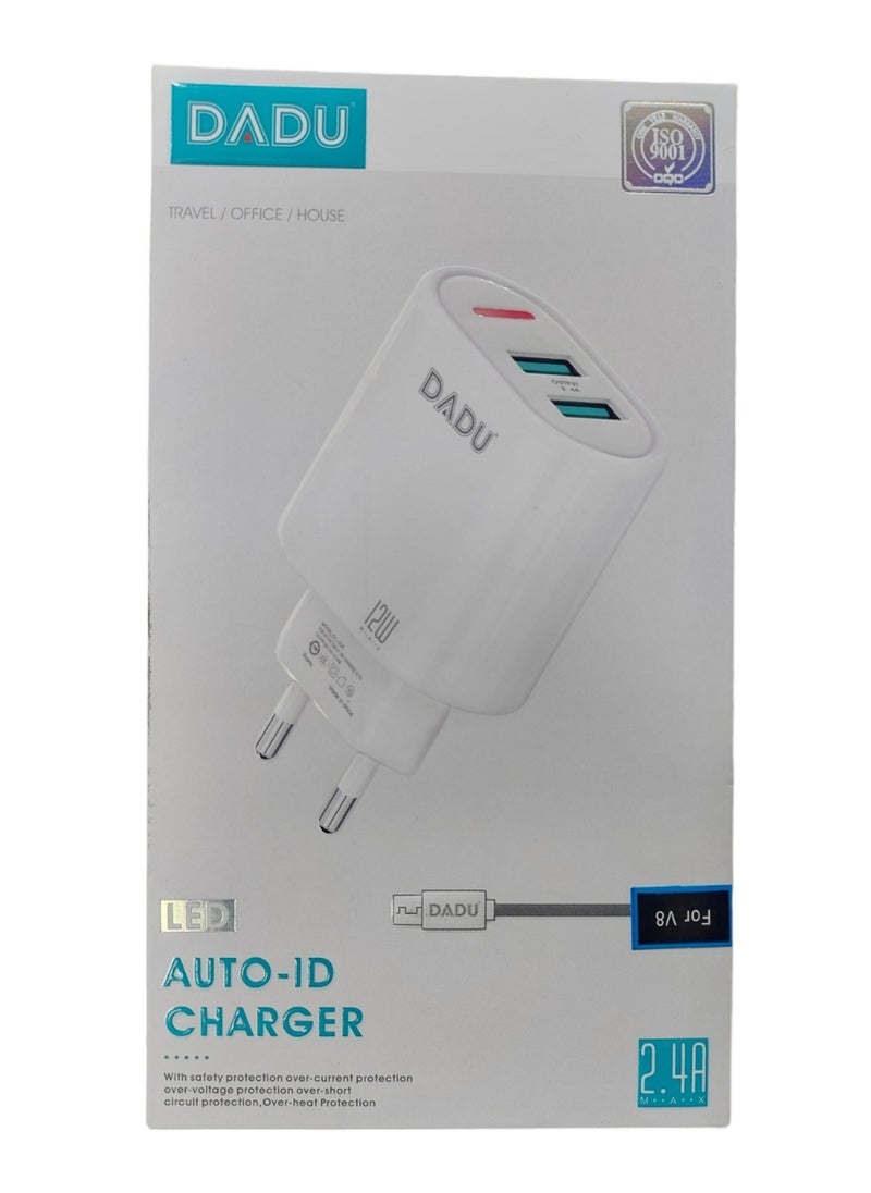 Generic DADU 12W Fast Charger with AUTO-ID Technology – Fast and Safe Charging for Devices – Overheat, Short Circuit, and Over-Voltage Protection – Model DC-309 – white  - Image 3
