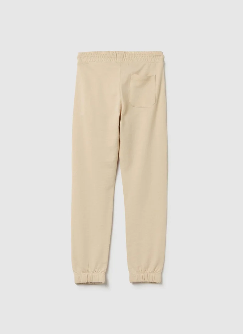 Ovs Joggers With Drawstring And ''Step Aside'' Print