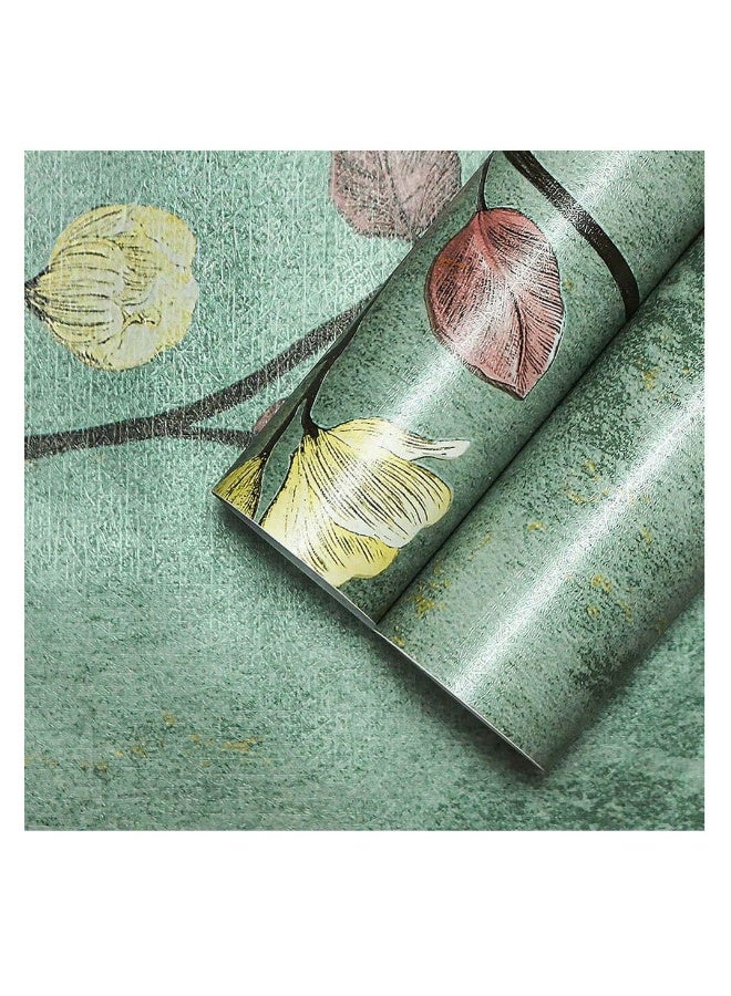 ورق جدران مزخرف بزخارف زهرية، ورق لاصق ذاتي، قابل للإزالة، مودرن، لون أخضر، تغطية جدارية زخرفية، فيلم فينيل لسطح الطاولة، لفة (3م * 0.53 سم) - Image 1