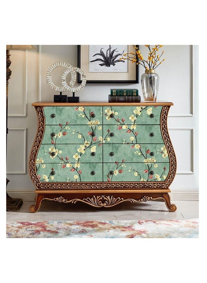 ورق جدران مزخرف بزخارف زهرية، ورق لاصق ذاتي، قابل للإزالة، مودرن، لون أخضر، تغطية جدارية زخرفية، فيلم فينيل لسطح الطاولة، لفة (3م * 0.53 سم) - Image 5