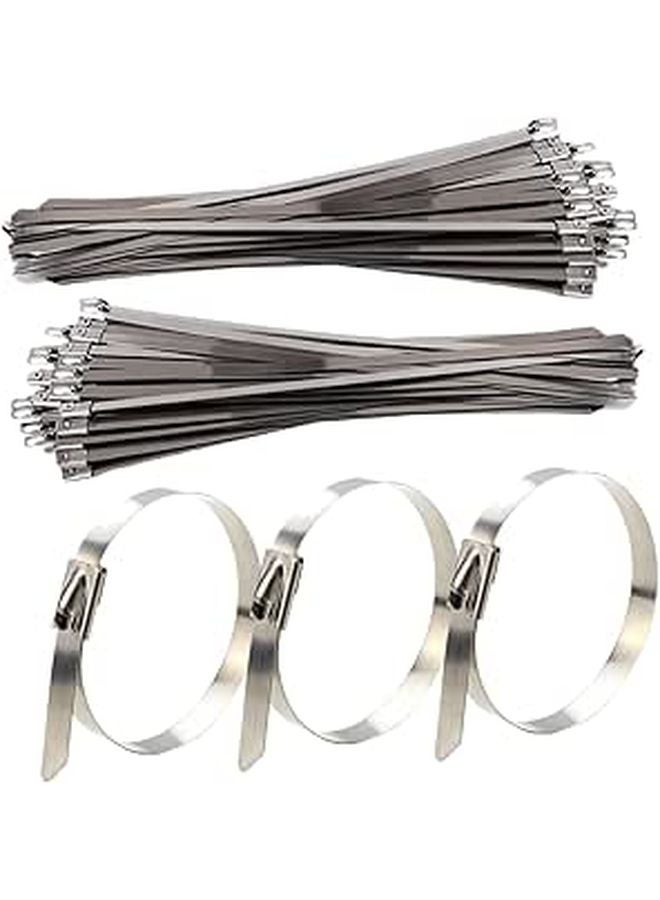100pcs 8 Inch Stainless Steel Zip Ties Heavy Duty Self Locking Cable Organizers for Home Office Outdoor Use