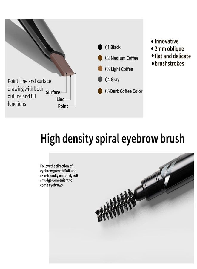 BLUE LOVE Eyebrow Pencil with Refillable Replacement Pack - Long-Lasting, Smudge-Proof, Waterproof, and Natural Finish for All Skin Types (02 Medium Coffee) - Image 2