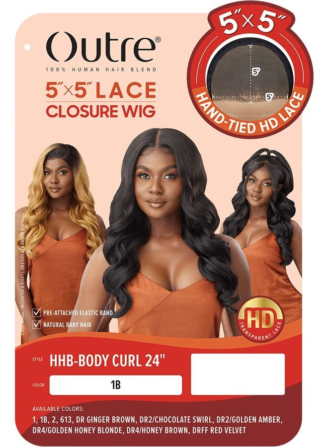 Outre - 5x5 Lace Closure Wig - Human Hair Blend - Body Curl 24" (DR4/GOLDEN HONEY BLONDE) - Image 2