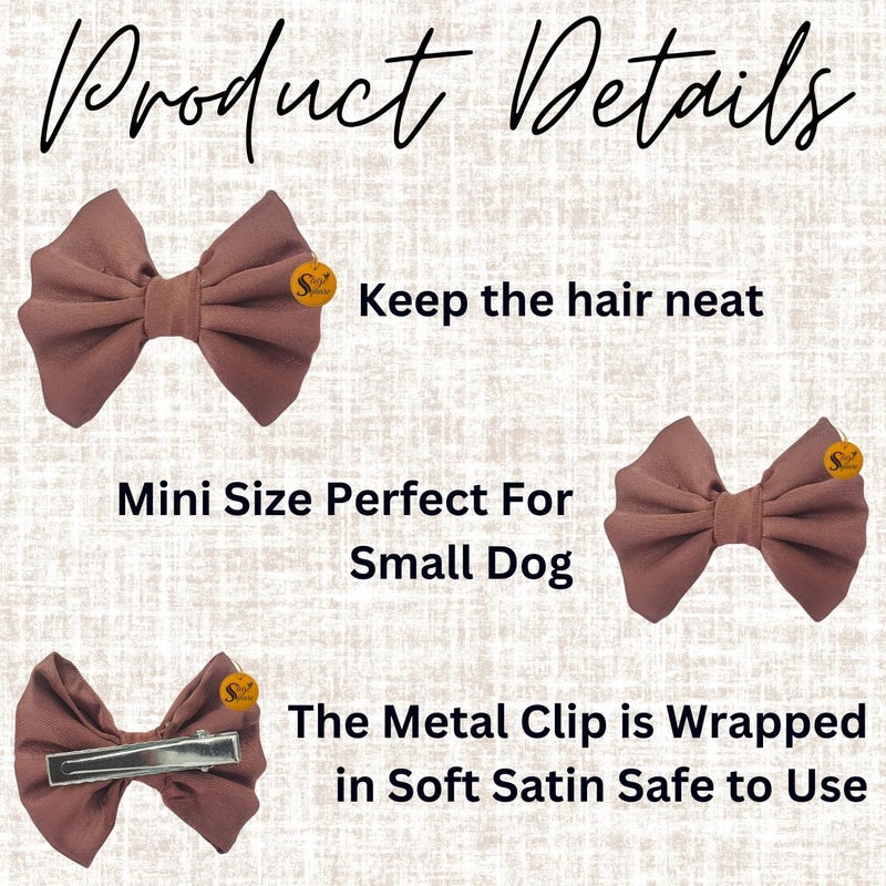 Sage Square Cute Pet Hair Bow Clip | Handmade for Dogs & Cats | Stylish Topknot & Grooming Accessory | Fancy Look for Weddings, Festivals & Celebrations | Great Gift Idea (Brown) - Image 5