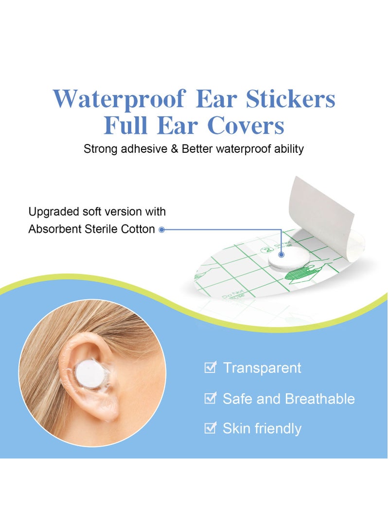سيفودون 60 قطعة غطاء أذن مضاد للماء لحماية الأذن أثناء السباحة والاستحمام مع سدادات أذن للأطفال والمواليد الجدد أغطية أذن تستخدم لمرة واحدة للاستحمام وركوب الأمواج والغوص ورياضات مائية أخرى - Image 4