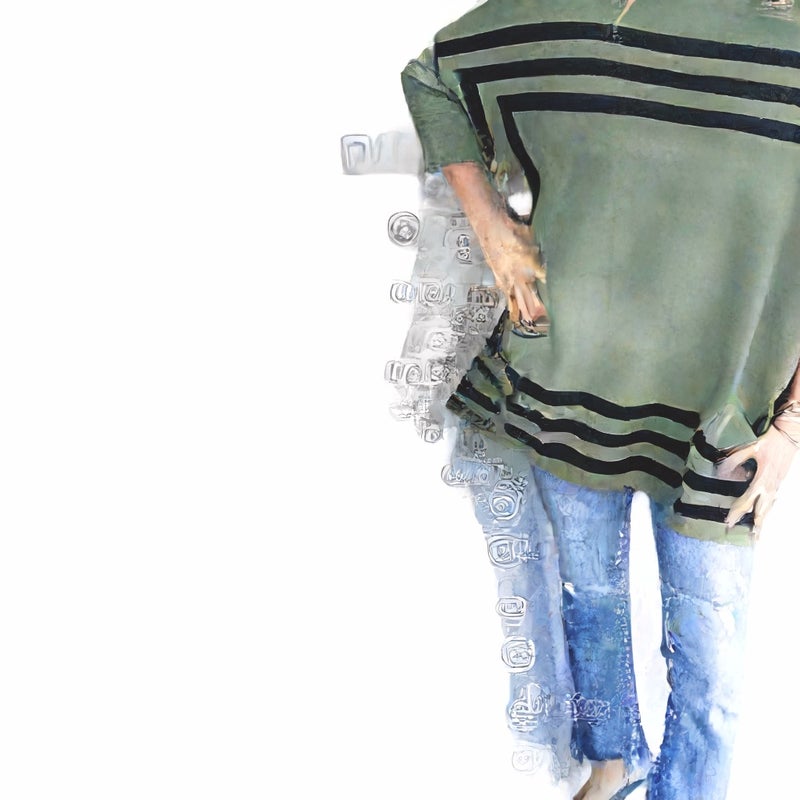 Women High Neck Knitted Batwing Sleeve Striped Sweater - Image 4