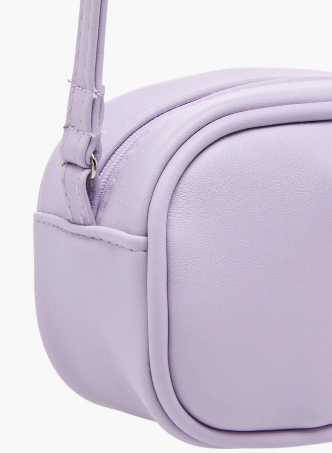 ديزني Girls Angel and Stitch Print Sequin Embellished Crossbody Bag with Zip Closure