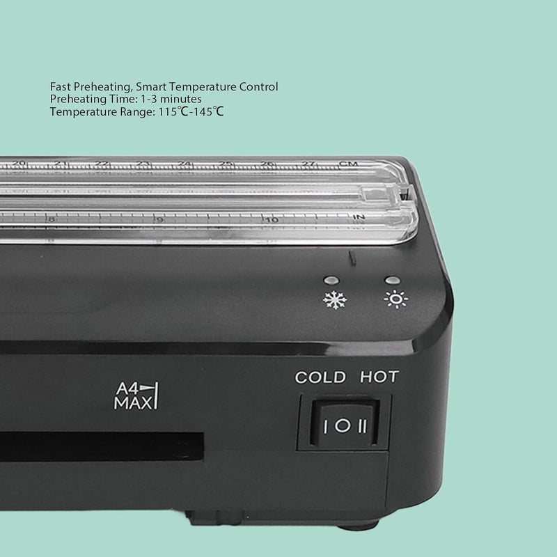WALFRONT Laminator Machine A4 Laminator Thermal and Cold 320mm / min Low Noise Design with Quartz Heater for Menus Certificates Office Use (US Plug AC110-120V) - Image 4